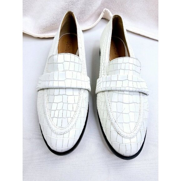 Schutz Size 6.5B Women's White Leather Animal Print Slip On Loafers Brazil NEW - Picture 1 of 14
